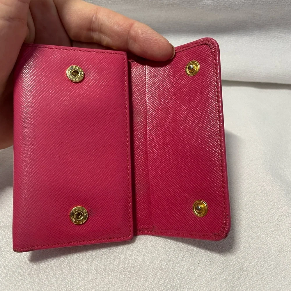 Prada Pink Saffiano leather key case